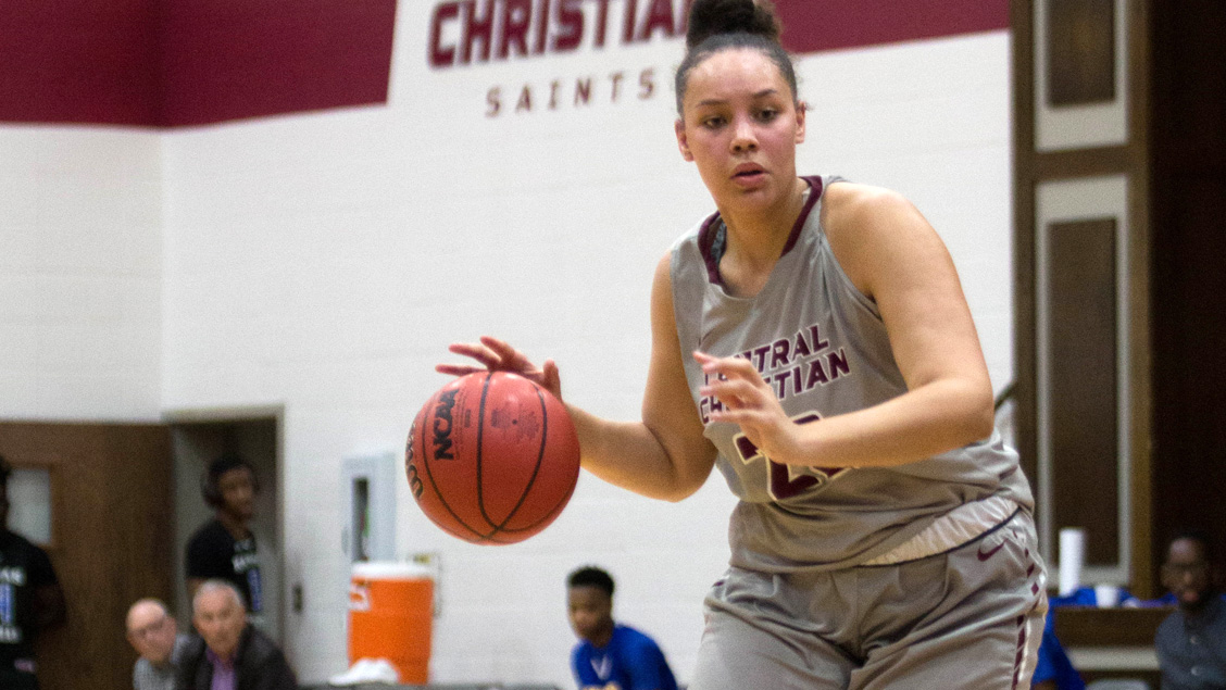 CCCB freshman Niya Golden-King scored nine points and grabbed 11 rebounds in the Saints' 74-62 loss to Faith Baptist Bible College on Monday.