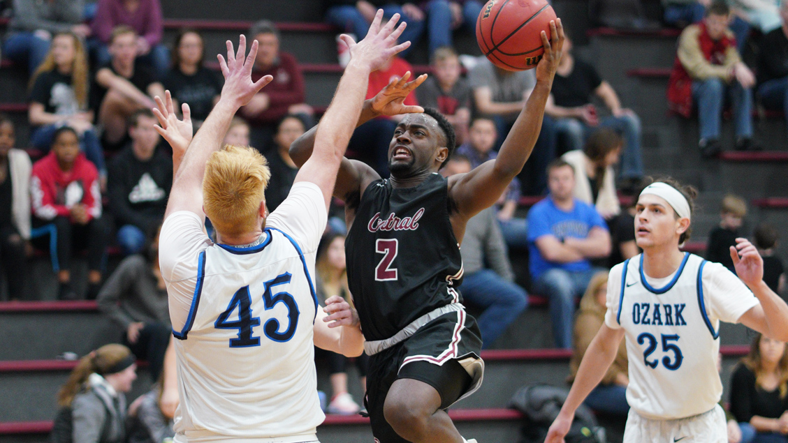 CCCB sophomore Kedron Rollings scored 11 points on Friday during the Saints' 103-95 loss to Ozark Christian College in the semifinals of the Midwest Christian College Conference Tournament at Calvary University in Kansas City.
