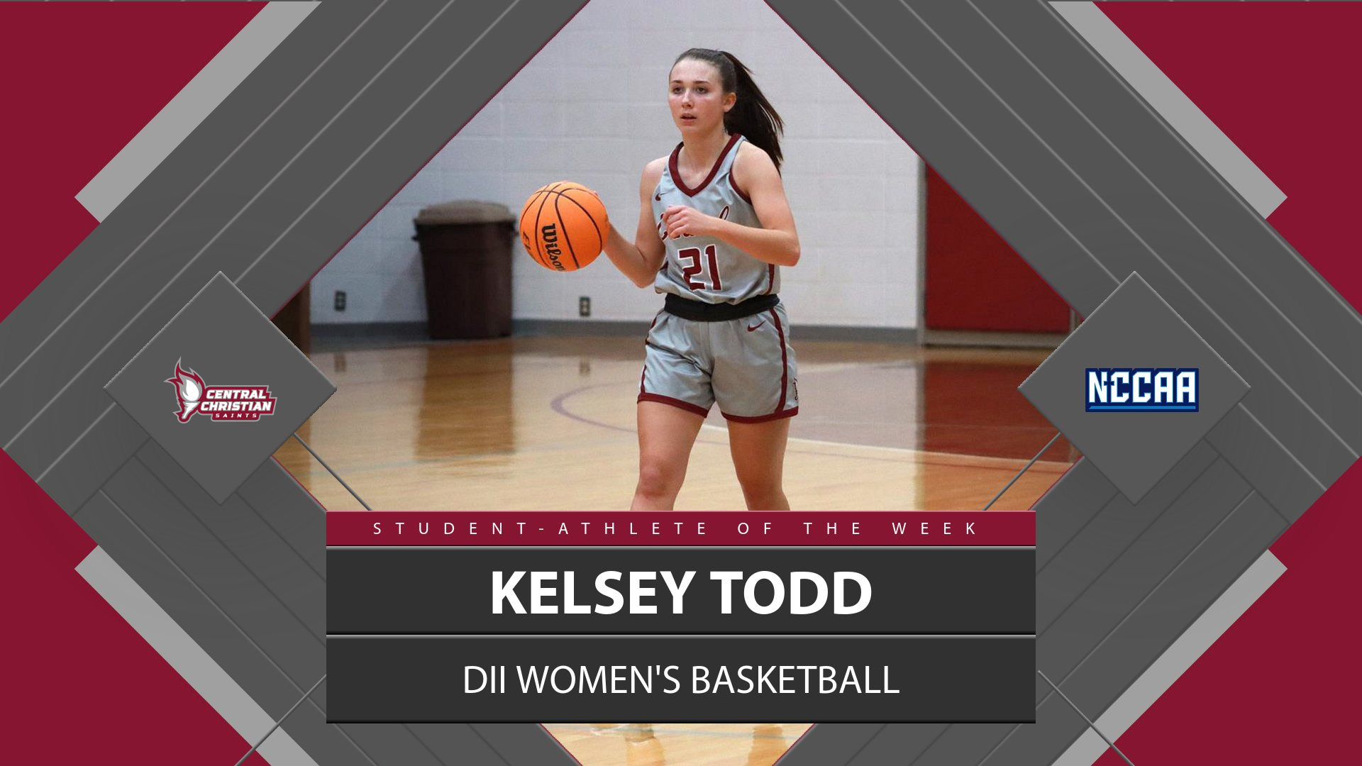 Saints freshman Kelsey Todd was named Student-Athlete of the Week for NCCAA Division II during the week of Nov. 7-13.